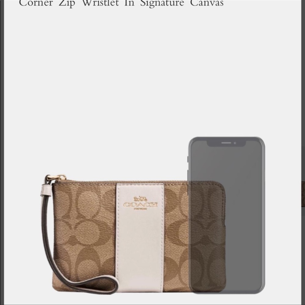 Corner Zip Wristlet In Signature Canvas KHAKICHALK - Picture 16 of 16